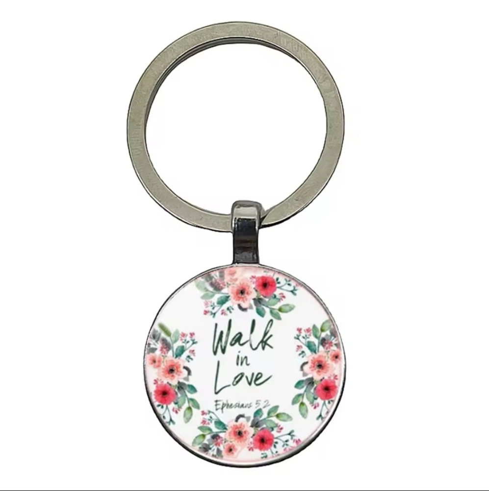Floral Keychain with Inspirational Quote